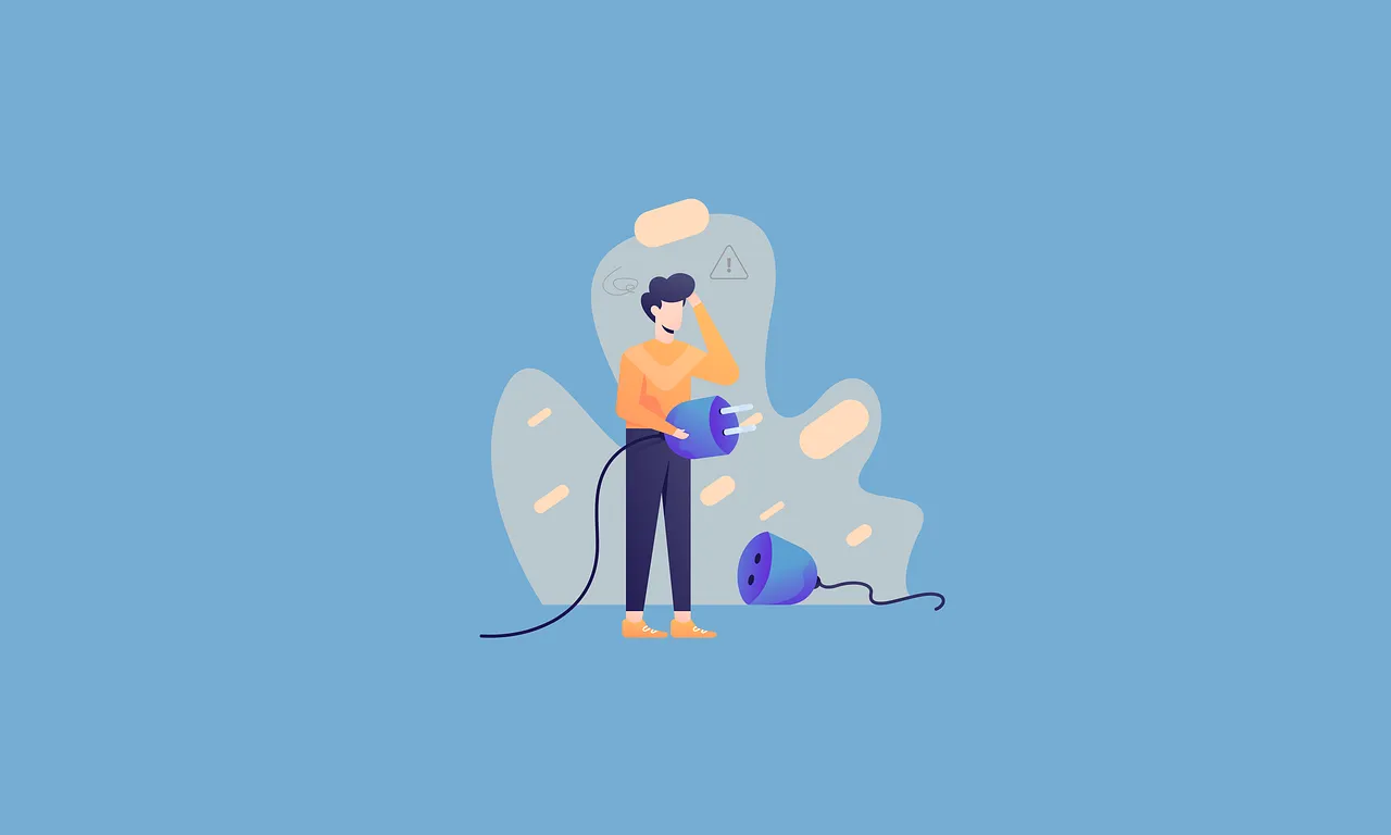 Illustration of a person holding an unplugged power cable