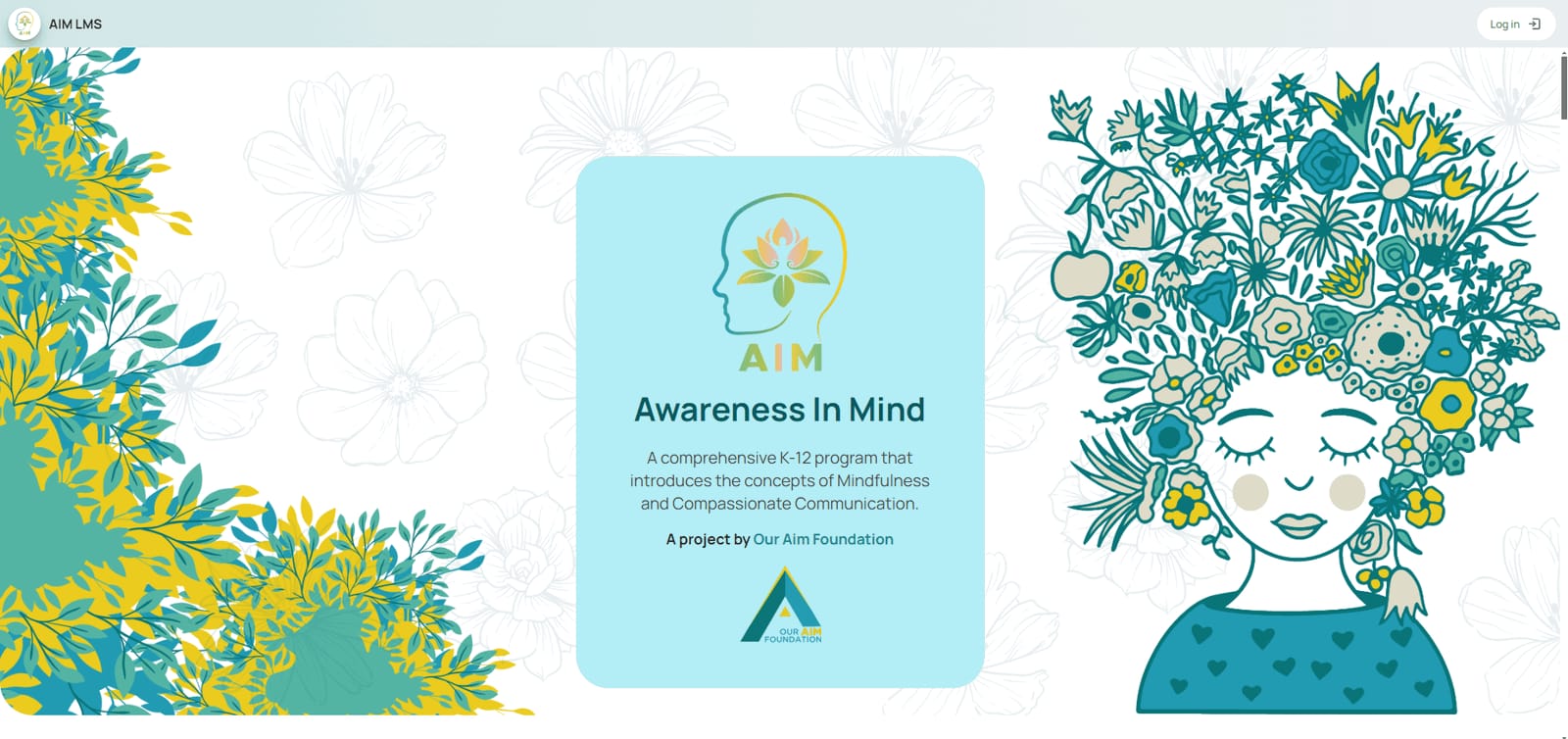 Homepage of the Our Aim Foundation non-profit website